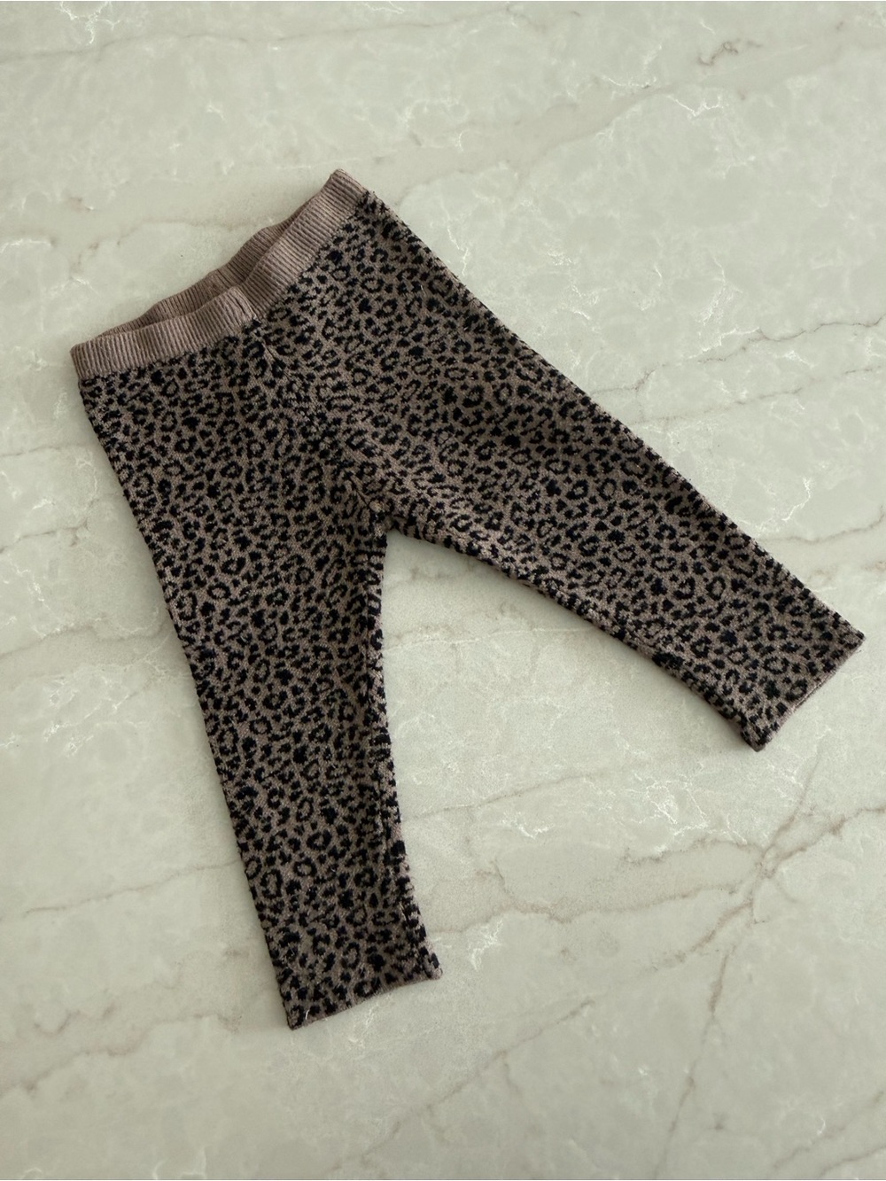 Zara Brown and Black Leopard Print Knit Leggings